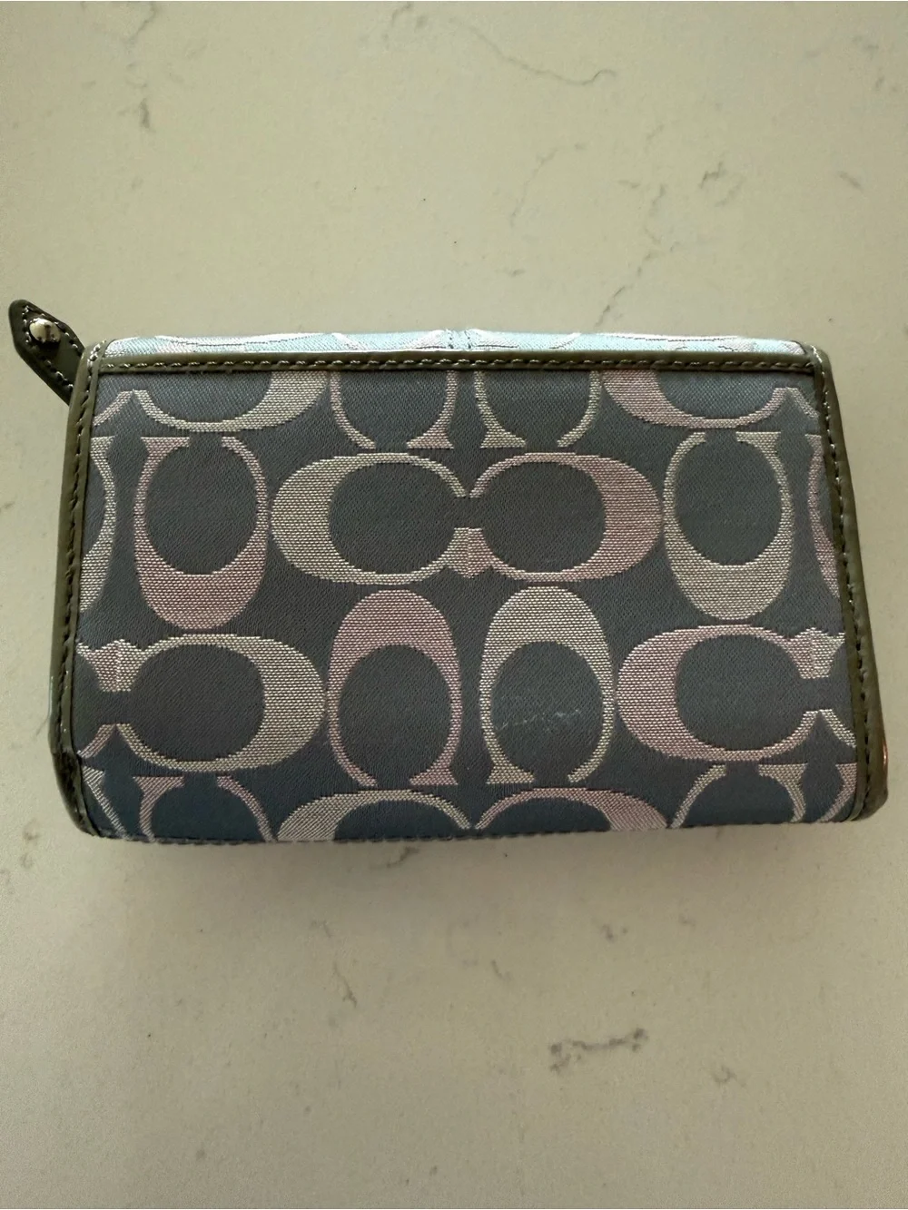 Coach Small Signature Wallet in Blue and Pink